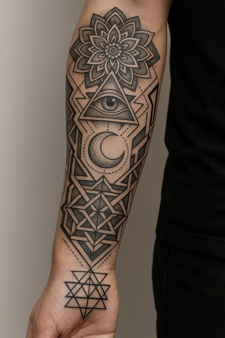 Geometric Tattoo Artist Working